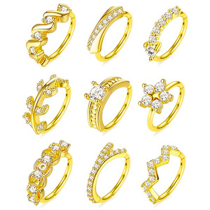 Bijoux de piercing tendance, bagues plaquées or avec strass, en alliage de zinc 18K, forme fleur, pour fêtes, anneaux d'oreille en cartilage - Product Image 1