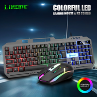 Combo de Teclado y Ratón para Juegos con Cable LIMEIDE T25, Panel Metálico, Sensación Mecánica, Retroiluminación de Arcoíris, 104 Teclas para PC y Laptop