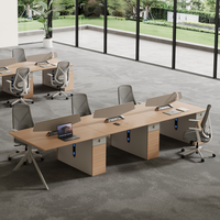 Bureau collaboratif moderne pour poste de travail de bureau avec chaise E1 MFC, rangement et isolation phonique