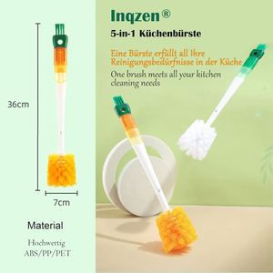 Wholesale Multifunctional 5-in-1 Long Handle <b>Cleaning</b> <b>Brush</b> <b>for</b> Milk Wine Beer Wine Decanter Thermos Bottles With 5 <b>Brush</b> Head - Product Image 6