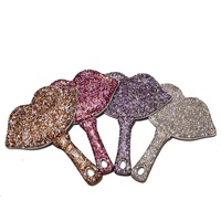 Miroir de maquillage de grande taille en forme de lèvre brillant de luxe avec diamant miroir de cils bling portable pour salon de beauté outils de maquillage