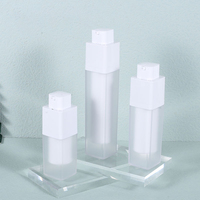 En stock – Flacon airless carré transparent en plastique blanc de 15 ml/30 ml/1 oz/50 ml pour emballage de lotion et d'essence