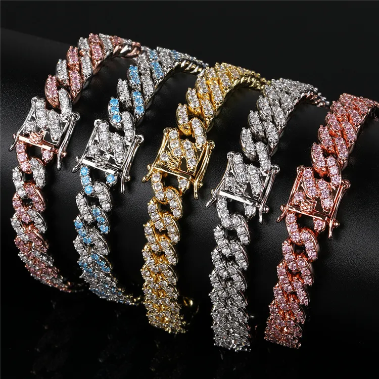 Bracelet de cheville Hip Hop en diamant pour femmes et filles, chaînette de cheville avec lien cubain, couleur or, accessoire de mode unisexe