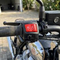 Interrupteur de phare de moto universel avec bouton de dépassement, type bascule rouge, coque en plastique durable