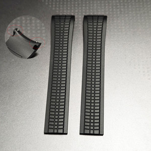 Bracelet de montre en caoutchouc de luxe pour Philippe 5164A 5167A 5167R avec fonction respirante, extrémité incurvée de 21 mm, fermoir déployant noir - Product Image 5