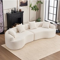 Canapé modulaire sectionnel incurvé sans structure, blanc, haute densité, convertible, pour salon, appartement, en chenille