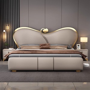Modern Luxury King <strong>Queen</strong> <strong>Size</strong> <strong>Bed</strong> <strong>Frame</strong> with Adjustable Feature High Quality Hotel Elegant Upholstery leather for Home Furniture - Product Image 6