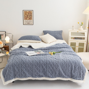 Mềm <span class=keywords><strong>2ply</strong></span> Vua Kích thước Sherpa ném Chăn dệt <span class=keywords><strong>polyester</strong></span> lông cừu ấm cúng chăn mờ - Product Image 1