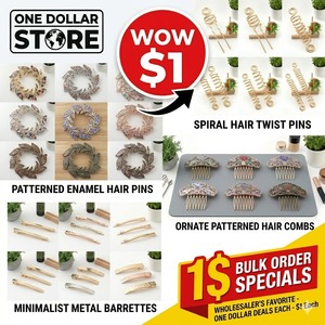 Assortiment d'accessoires capillaires tendance pour femmes et filles, articles à un dollar, vente en gros, chouchous élégants, pinces à cheveux, bandeaux, épingles à cheveux - Product Image 3