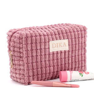 工場カスタム品質コーデュロイベルベットメイクアップ化粧品美容トイレタリージッパーバッグオーガナイザー、プライベートラベルロゴ付き - Product Image 5