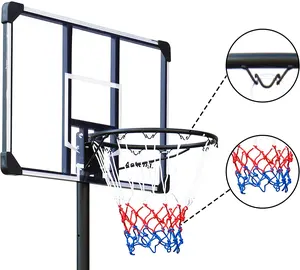 IUNNDS 2024 New Product Adult Basketball Hoop Stand Pc Backboard 10ft Indoor Outdoor Adjustable Movable Basketball Hoop