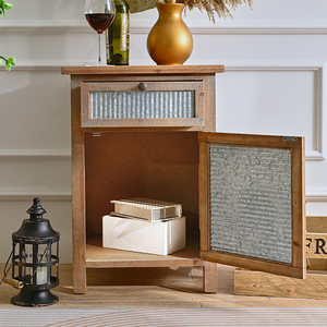 Innova Home <strong>Shabby</strong> <strong>Chic</strong> Rustic Small Drawer <strong>Bedside</strong> Cabinet Antique Retro Bedroom Night Stand - Product Image 4