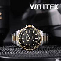 Montres automatiques de plongée au design classique, nouvelle conception, montres mécaniques de luxe pour homme avec lunette dorée