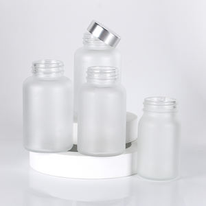 Botella de vidrio esmerilado transparente de 100ml de boca ancha con tapa de plástico Rango de 100cc-150cc para uso de productos de salud Suplemento Almacenamiento de cápsulas - Product Image 6