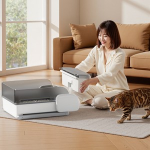 Bac à litière intelligent Petwant pour chat, 100L, rectangulaire, ABSPP, contrôle automatique par application - Product Image 2