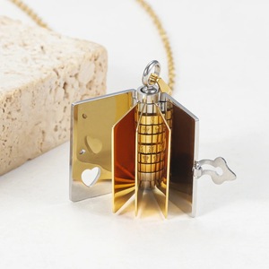 Collar con colgante <span class=keywords><strong>de</strong></span> <span class=keywords><strong>libro</strong></span> chapado en oro, artesanía metálica, broche en forma <span class=keywords><strong>de</strong></span> corazón personalizado DIY, regalo promocional para suéter con diseño <span class=keywords><strong>de</strong></span> <span class=keywords><strong>libro</strong></span> - Product Image 3