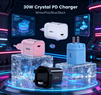 Chargeur portable personnalisé Tommox Crystal 30W Gan 30W USB-C PD pour iPad, iPhone, Samsung
