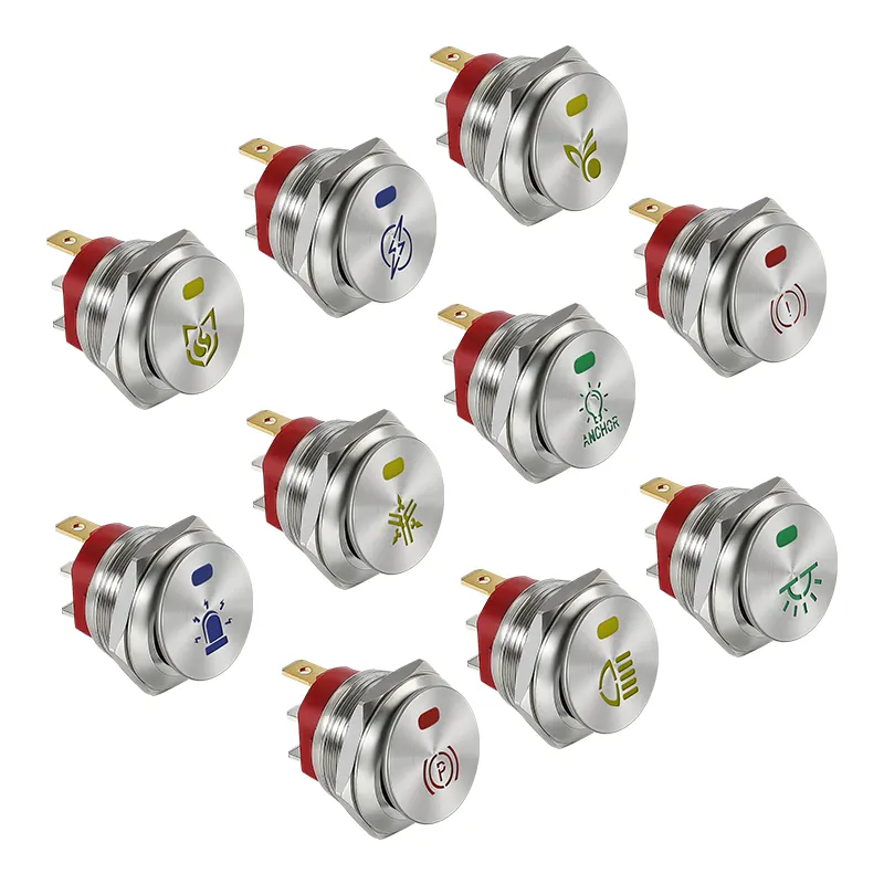 Stainless steel Latching LED Illuminated Car RV Auto Boat Dashboard Metal Button Power Switches 12-24V