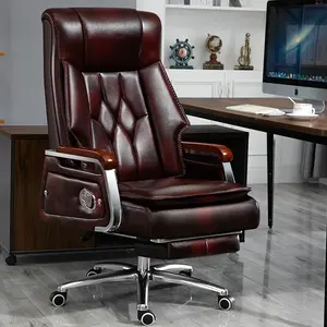Drehbarer Schreibtischs tuhl aus Leder mit hoher Rückenlehne, ergonomischer Bürostuhl mit Lenk rolle