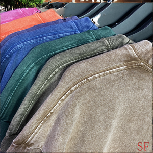 Streetwear Oversized Solid Knitted Acid Wash Men's Heavy Weight 100% Cotton Custom Graphic Printed Vintage Blank Stone Washed - Product Image 2