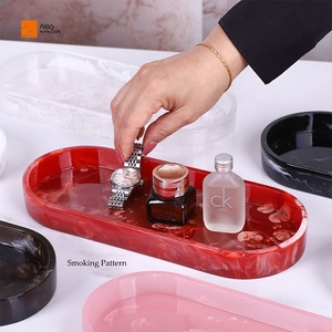 Luxurious Handmade Red Swirl Vanity <strong>Tray</strong> Customizable Oval Epoxy Resin Serving Mold for Bathroom Kitchen Home <strong>Decor</strong> <strong>Dresser</strong> - Product Image 3