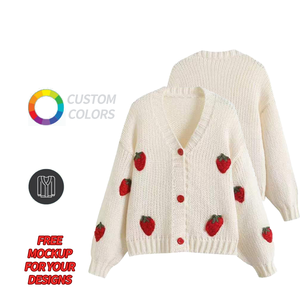 Kardigan Rajut Wanita Berkualitas Tinggi, Ringan, Kasual, Kancing Depan, Warna Solid, Rajutan Khusus untuk Musim Gugur - Product Image 1