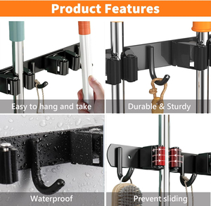 금속 다용도 걸레/빗자루 걸이 벽걸이형 주방 및 정원 도구 정리함 - Product Image 3