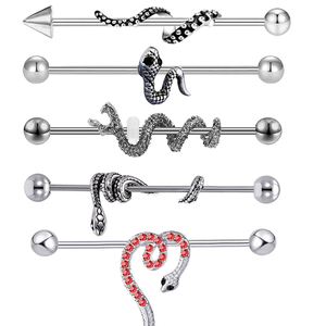 लोकप्रिय लंबे नासेटिन स्टड नल बैरबेल इयररिंग्स औद्योगिक स्टेनलेस स्टील हिप हॉप कान पुल शादियों के लिए भेदी गहने - Product Image 1