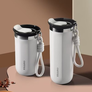 Dual-Layer 304 Stainless Steel Vacuum Tumbler with Outdoor Ring Lifting System Simple Logo Cycling <b>Coffee</b> Cup - Product Image 2