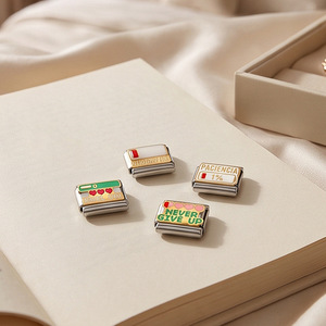 Charms Modulari Italiani a Cuore in Oro e Argento, Charms Vuoti Lisci a Forma di Ala da 9mm per Bracciale <span class=keywords><strong>Nomination</strong></span> - Vendita all'Ingrosso - Product Image 5