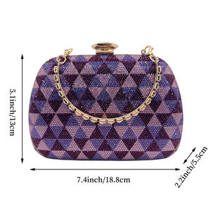 Bolso de Noche Brillante con Cristales para Mujer, Cartera de Mano con Asa Superior y Pedrería, Bolso Triangular de Moda para Salir de Noche o a Discoteca - Product Image 2