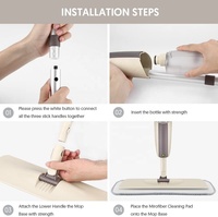 Balai serpillère magique avec tampon microfibre 360, pour le nettoyage humide des sols de la maison/cuisine, parquet, carrelage en céramique