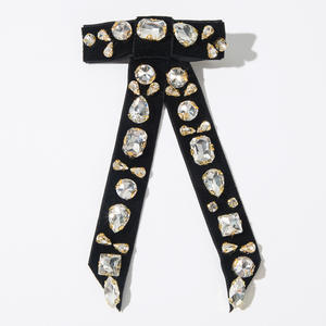 Pinza de Pelo Doble con Lazo Estilo Coreano Y2K, Adorno de Pelo para Mujer con Pedrería de Colores y Terciopelo - Product Image 5