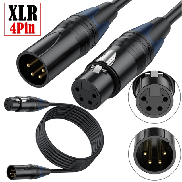 4pin XLR Male to Female 4 Pin XLR Power Supply Adapter Cable for DSLR Camera