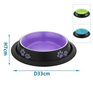 Ciotola antiscivolo per animali domestici, stampa di zampe, colori assortiti, confezione da 3, ideale per alimentare e prevenire - Product Image 1