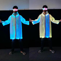 Veste à capuche unisexe en polyester/rayonne blanche personnalisable avec éclairage LED, impression lumineuse, costume de scène pour performance et fête