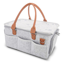 Sac fourre-tout rectangulaire à compartiments multiples pour garde-robe de voyage Panier cadeau en feutre portable avec sangles en PU Boîte de rangement pour couches