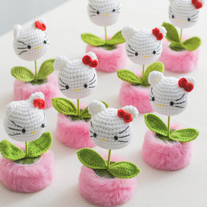 Vaso di fiori all'uncinetto uncinetto all'ingrosso della bambola del gattino della peluche della bambola del gatto - Product Image 6