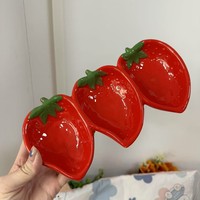 Nouvelle assiette à sauce en porcelaine fine à motif végétal, grande taille, couleur vive, pour fondue, style mignon et féminin, pour la maison
