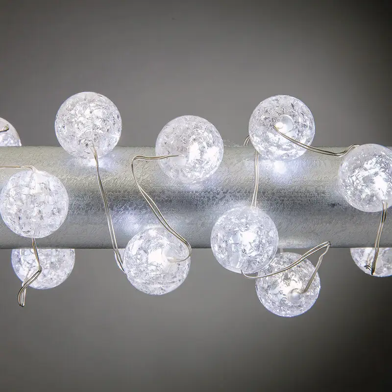 Popular venda quente LED Fada cobre fio crackle bead cristal bola corda luz cadeia luzes Holiday festival decorativo l