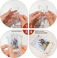 Nirvany 5 Paket Bingkai Foto Akrilik Magnetik untuk Kulkas 2.75x3.9 Inci, Penyangga Foto Berlekuk Transparan, Ukuran Mini Seukuran Dompet