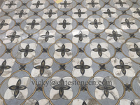 Mosaïque de luxe hexagonale pour salle de bain et crédence de cuisine, en pierre blanche Thassos, métal doré, cuivre, laiton, mosaïque de marbre découpée au jet d'eau