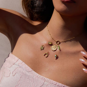 J & D estate 18K oro acciaio inossidabile perla strass foglia portafortuna albero pietra a <span class=keywords><strong>ferro</strong></span> <span class=keywords><strong>di</strong></span> <span class=keywords><strong>cavallo</strong></span> ciondoli fai da te - Product Image 3