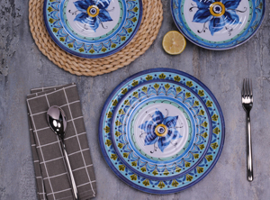 Bộ Đồ Ăn Thanh Lịch Bằng Nhựa Melamine Thiết Kế Hoa Màu Xanh Dương Bộ Bát Đĩa Ăn Melamine <span class=keywords><strong>3</strong></span> Chiếc - Product Image 3