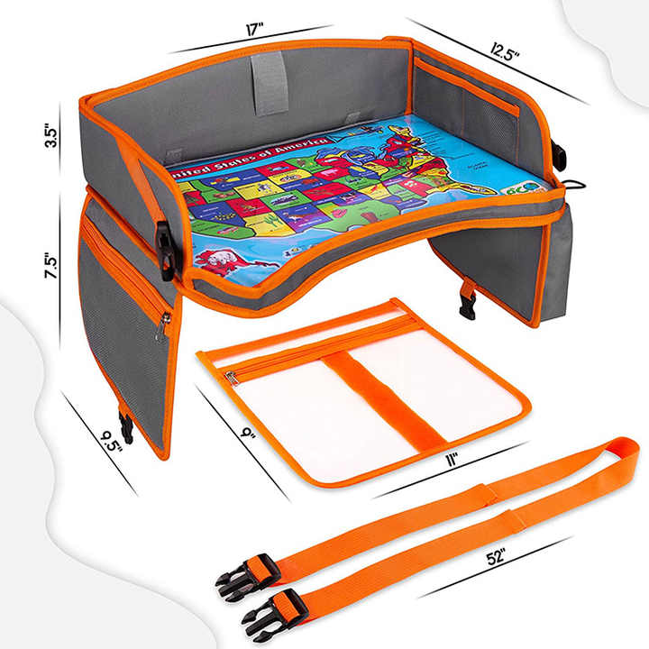 Waterproof Collapsible Kids Lap Desk Car Seat Activity Travel Play Tray