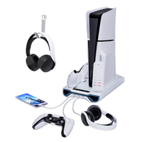 Base de charge pour PS5 Pro, support de casque pour console PS5 Slim, support de rangement USB pour manette PS5, support de refroidissement