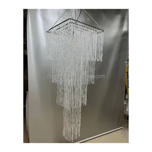 Elegant Ceiling Acrylic Clear Crystal Hanging Chandelier Table Top for Wedding Decoration