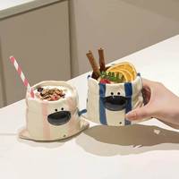 Mug en céramique créatif et mignon, motif chiot tenant une tasse à café, design élégant, pour couple, maison et bureau, tasse à latte, sûr et en stock