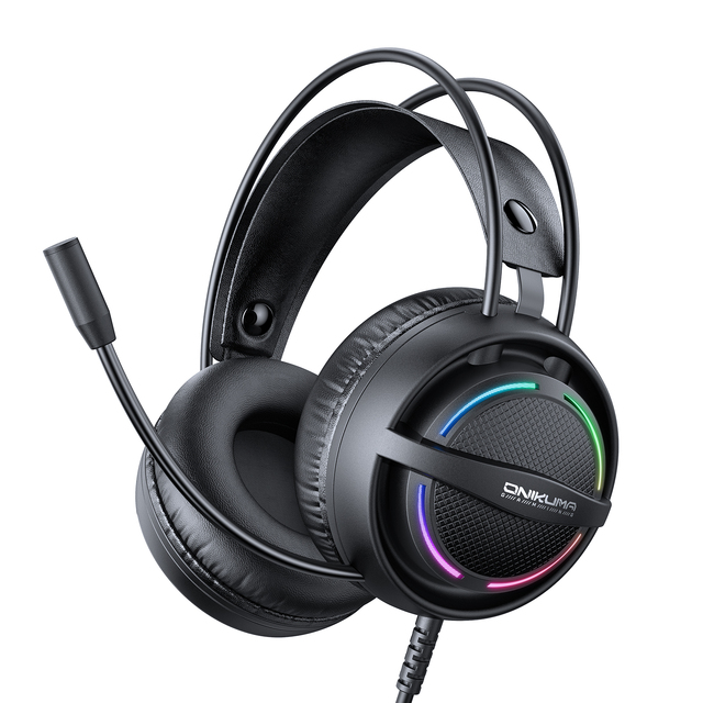 ONIKUMA X88 Gaming Wired Headset 50mm Speaker Comfortable Earmuffs RGB Lighting Computer Gamer Headphone with Double Headband