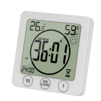 Higrometer Termometer Digital Tahan Air Layar Besar untuk Kamar Mandi dengan Timer dan Indikator Tingkat Kenyamanan, Konstruksi ABS